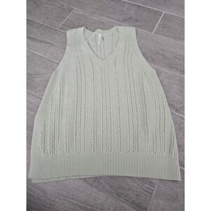 Be Cool Los Angeles‎ Light Green Knit V-neck Sleeveless Sweater Vest Women's Med